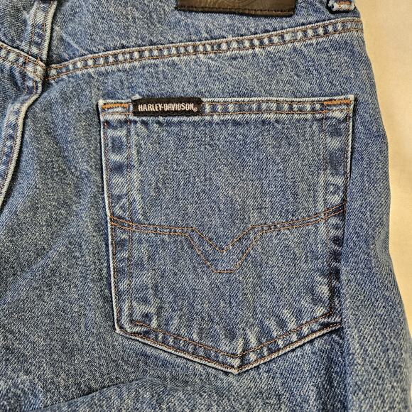 Harley Davidson Men's Denim Jeans Size 35 HEMMED 31/32 INCHES Motorcycle Jeans - Picture 16 of 16